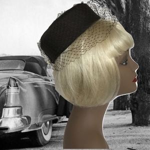 Vintage Hat Brown Pillbox with Veil